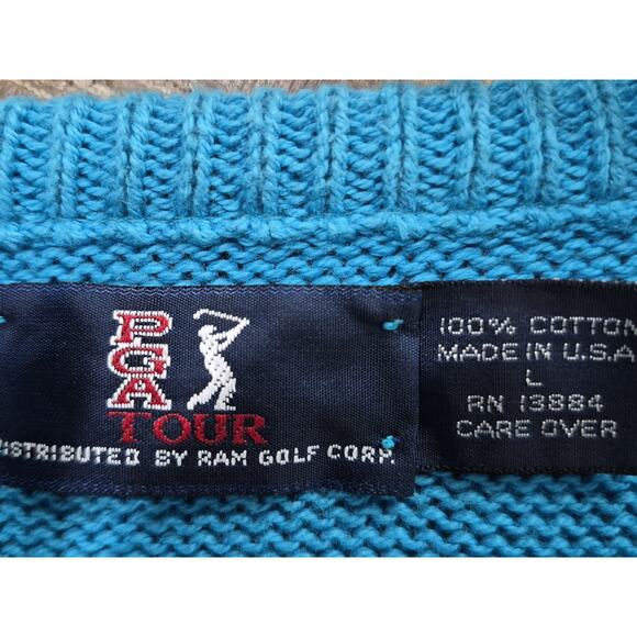 professional golf tour PGA Tour Mens Blue Pullover 100%cotton Size L -looks M - Picture 2 of 4